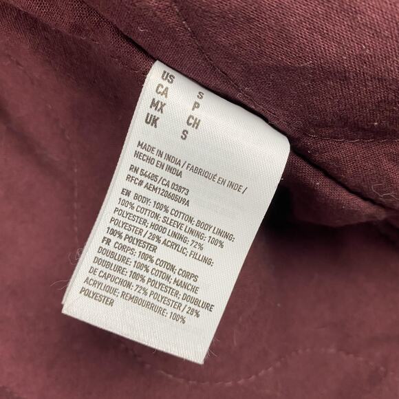 American Eagle Jacket Womens Small Burgundy Hooded Parka Utility Pockets Sherpa - Picture 13 of 16